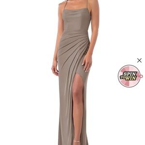 Azazie Kalea Bridesmaid Dress in Taupe, size A10
